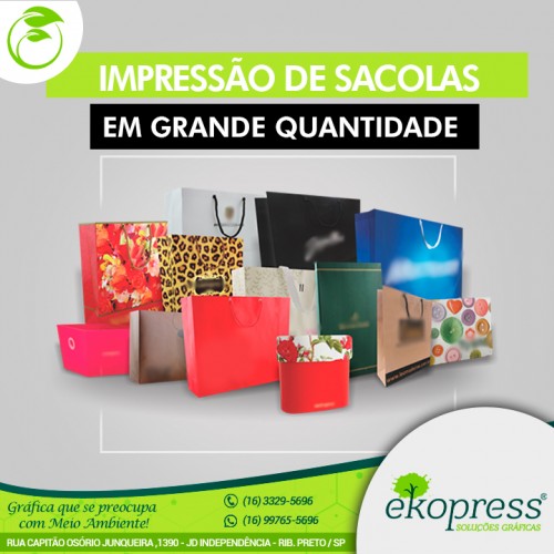 Impressão de sacolas em grande quantidade