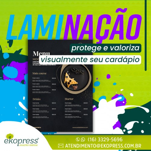 Laminação protege e valoriza visualmente seu cardápio