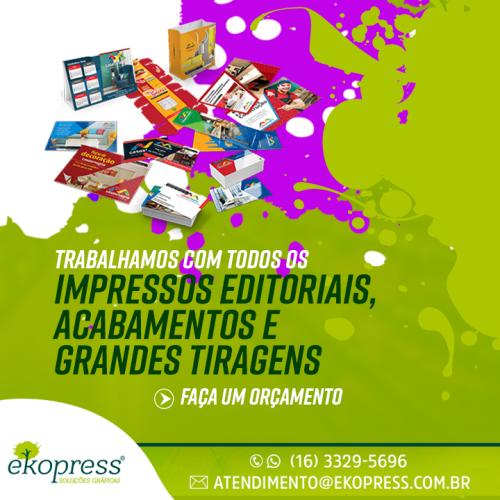 Trabalhamos com todos os impressos editoriais, acabamentos e grandes tiragens